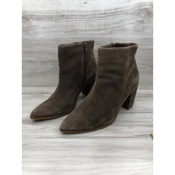 1 State Ankle Boots Women's 8.5 Paven Brown Suede Side Zip Booties - Picture 3 of 11